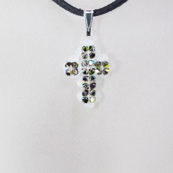 Pendant 30cm - Stella-Black Suedine - Pendant 30cm - Laiton argenté